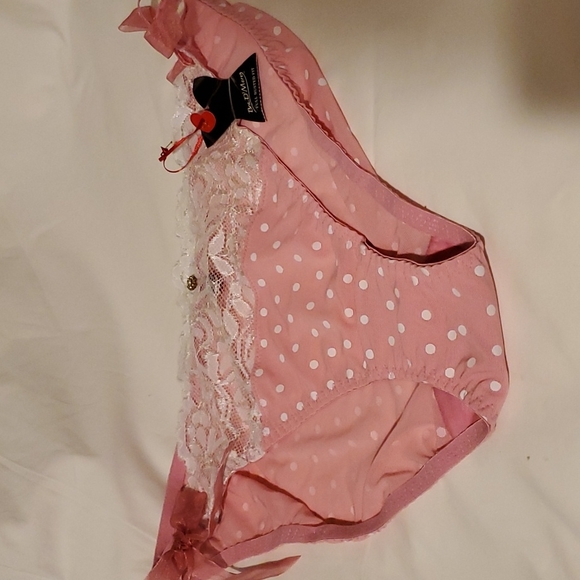 PINK & WHITE POLKA DOT PANTIES WITH PRETTY BOWS - Picture 3 of 3